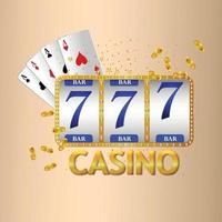 Casino slot with cards chips and playing card vector