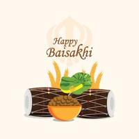 Happy vaisakhi celebration greeting card with creative illustration vector