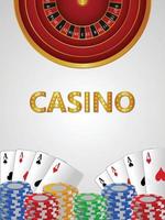 Realistic casino bacground with creative card chip and playing cards vector