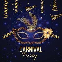 Mardi gras brazilian event celebration background with creative blue  and golden mask vector