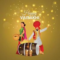 feliz tarjeta de felicitación de vaisakhi y fondo vector