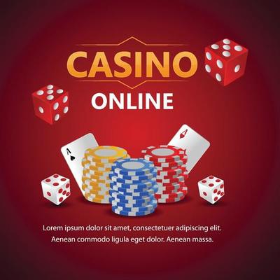 Casino online gambling game with play cards and casino chip