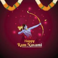 Happy ram navami celebration with illustration of shri ram vector