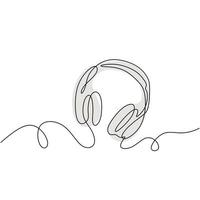 dibujo de una línea de altavoz de auriculares con color gris. dispositivo gadget diseño de arte de línea continua aislado sobre fondo blanco. elemento musical para escuchar canciones y lista de reproducción. vector