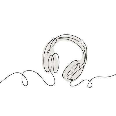 Headphone one line drawing of music symbol 3380406 Vector Art at Vecteezy