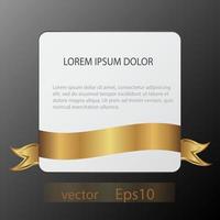 Paper card with gold ribbon. vector