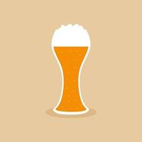 Cool modern vector flat design on draught beer glassware. Alcohol drink with foam in pilsner glass. Ideal for graphic and motion design in bars and restaurants industry. Flat vector illustration