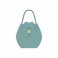 Bucket bag vector icon. Stylish woman bag with light grey color isolated on white background. Simple fashion accessories for ladies concept. Flat cartoon style. Vector illustration