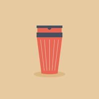 Reusable cups, thermos mug and tumblers with cover. Thermos for take away coffee in flat cartoon style. Motivation zero waste concept. Bring your own cup. Vector illustration
