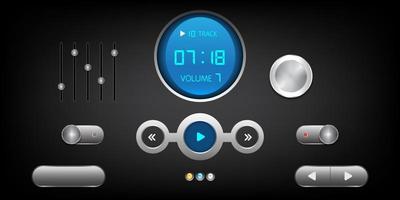 Hi-End User Interface Elements.Buttons, Switches, bars, power buttons, sliders. vector
