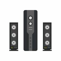 Sound system gaming icon isolated on white background. Computer desktop audio speaker for gaming equipment. E-sport device concept. Cartoon flat design vector illustration
