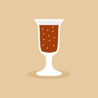 A cordial glass in trendy flat design. Cold alcohol beer for drinks at a party, reception or other gathering. Champagne, toast and celebration concept in cartoon style. Vector illustration