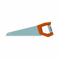 Saw icon isolated on white background. Hand saw for handyman. Steel hacksaw for working with board construction. Tools carpenter, repairmen, construction concept. Vector illustration flat design