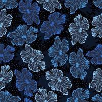 Seamless pattern with blue hibiscus. Tropical print for fabric. vector