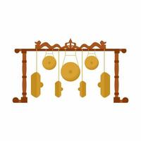 icono de vector de kempul, un instrumento tradicional de Java. Este es un tipo de gong colgante que se usa en el gamelan indonesio. instrumento de percusión tradicional aislado sobre fondo blanco.