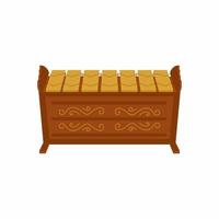 Slenthem isolated on white background in flat cartoon design. An Indonesian metallophone which makes up part of a Javanese gamelan orchestra. Indonesian percussion instrument concept vector