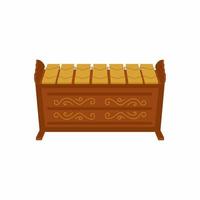 Slenthem isolated on white background in flat cartoon design. An Indonesian metallophone which makes up part of a Javanese gamelan orchestra. Indonesian percussion instrument concept vector