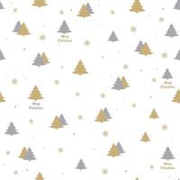 hermoso estampado navideño con árboles de navidad. fondo gris y dorado transparente. vector