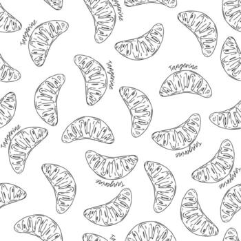 Seamless pattern with a slices of tangerines vector