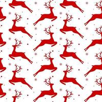 Seamless pattern with red deers and snowflakes. Christmas print for clothing, kitchen textiles and wrapping paper. vector