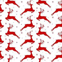 Seamless pattern with red deers and snowflakes. Christmas print for clothing, kitchen textiles and wrapping paper. vector