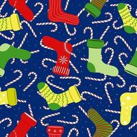 Seamless vector pattern with Christmas socks. Creative hand drawn pattern for winter holidays. Seamless pattern for cards, wrapping papers, posters and fabric.