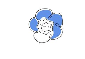 un dibujo de una sola línea de nemofilia o flor de ojos azules. flor natural la mayoría florece en la primavera. planta de temporada con pétalos de color púrpura, azul o blanco. ilustración vectorial vector