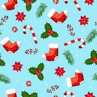 Seamless Christmas and New Year pattern with candy cane for your decoration. Vector illustration for cover, card, textile and interior design for New Year.