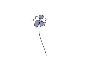 dibujo continuo de una línea de la flor de shibazakura coloreada en estilo minimalista. hermoso musgo phlox una especie de planta con flores aislada sobre fondo blanco. tema de flores de primavera. ilustración vectorial vector
