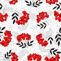 Christmas seamless pattern with rowan berry snow. Vector background for fabric, wrapping paper and greeting card.