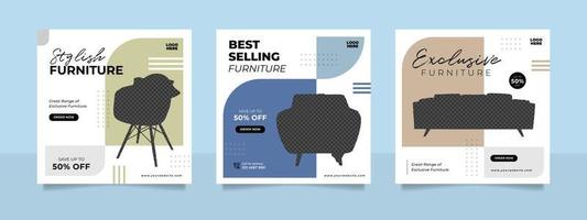 Minimalist furniture sale banner or social media post template vector
