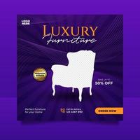 Luxury furniture sale banner or social media post template vector