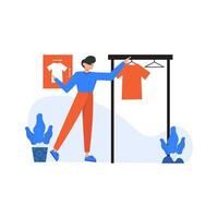 Clothing designer design and display their work in public places vector illustration