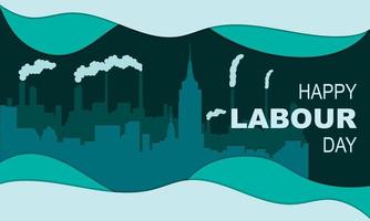 Happy Labour Day With City Landscape vector