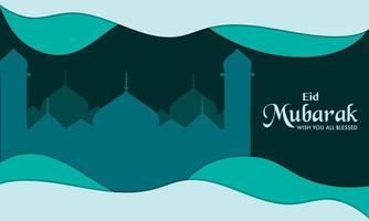 Eid Mubarak Paper Wave Background vector