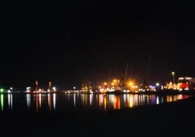 Blurry city skyline with reflection photo