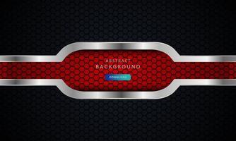 Abstract dark red on metallic lines with hexagon mesh pattern design, vector illustration on dark futuristic modern background.