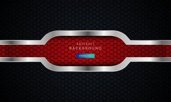 Abstract dark red on metallic lines with hexagon mesh pattern design, vector illustration on dark futuristic modern background.