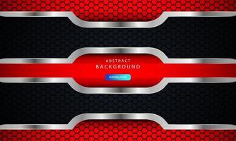 Abstract dark red on metallic lines with hexagon mesh pattern design, vector illustration on dark futuristic modern background.