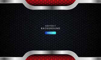 Abstract dark red on metallic lines with hexagon mesh pattern design, vector illustration on dark futuristic modern background.