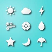 weather paper art icons vector