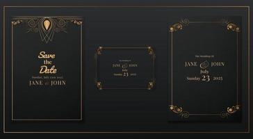 luxury wedding invitation card set vector