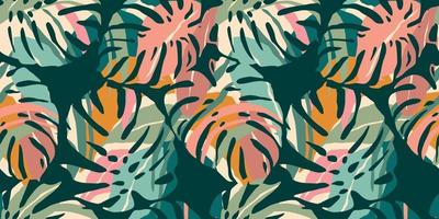 Tropical seamless pattern with abstract leaves. Modern design vector