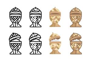 Thailand sticky rice box icons. vector