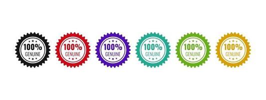 Genuine 100 logo badge design. Icon original vector illustration for trusted product.