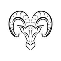 vector de línea de cabeza de carnero. signo del zodíaco aries.