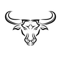 Line Vector Illustration front view of Bull. Sign of the taurus zodiac.