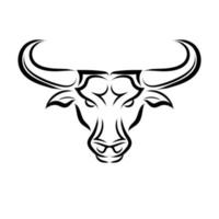 Line Vector Illustration front view of Bull. Sign of the taurus zodiac.