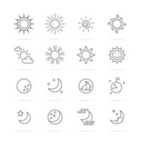 iconos de línea de vector de día y noche