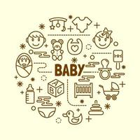 baby minimal thin line icons set vector